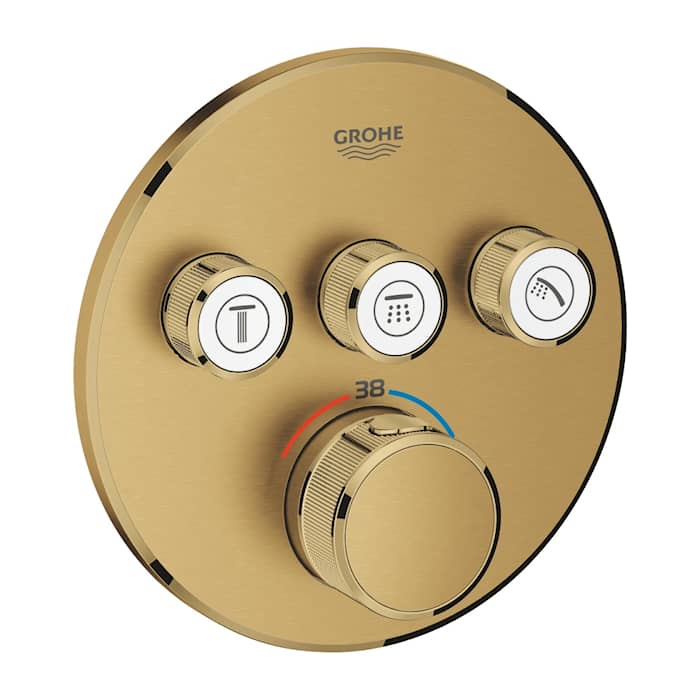 Grohe Grohtherm SmartControl rund termostat til indbygning, 3 ventiler