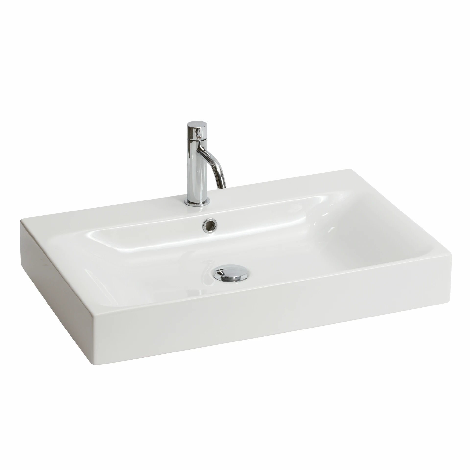 Lavabo Cento porcelænsvask i hvid med hanehul, til væg / bord