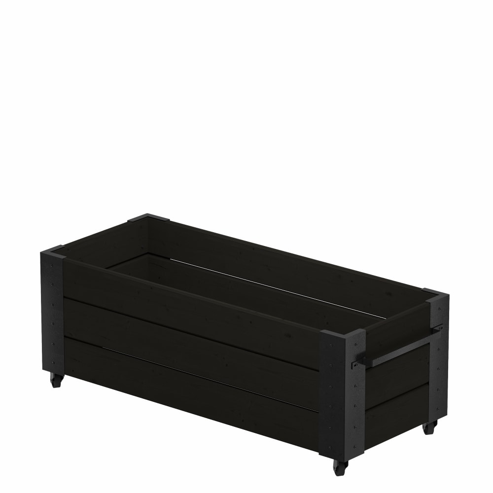 Plus Cubic blomsterkasse inkl. hjul grundmalet sort/pulverlakeret 87 x 50 x 95 cm