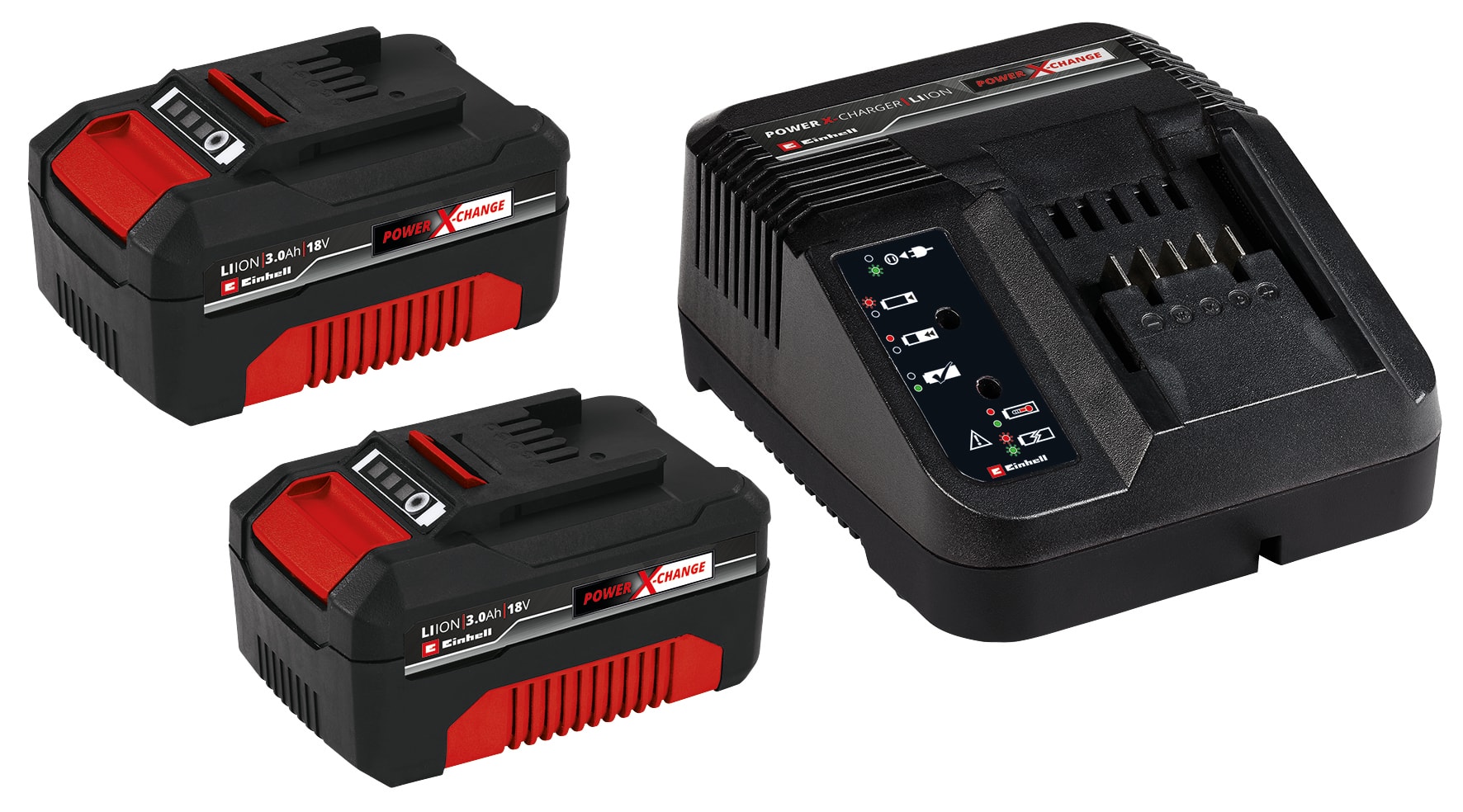 Einhell Power X-Change startsæt med 18V lader og 2 x 3,0 Ah batteri