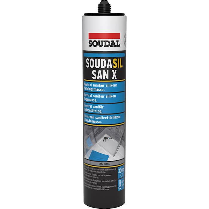 Soudal Soudasil San X sanitetssilikone grå 300 ml