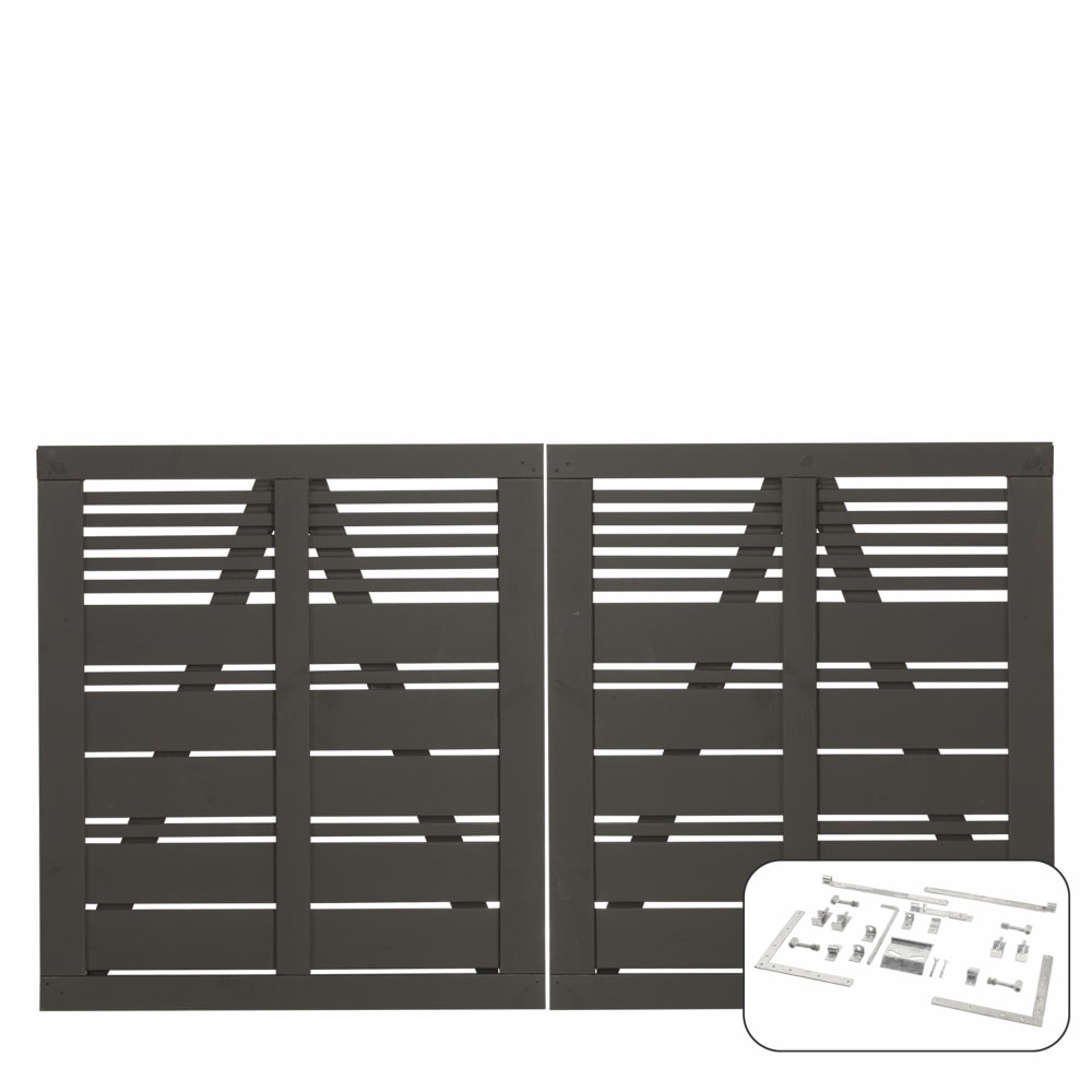 Plus Silence dobbeltlåge grundmalet umbragrå RAL 7022 inkl. beslag 200 x 170 cm