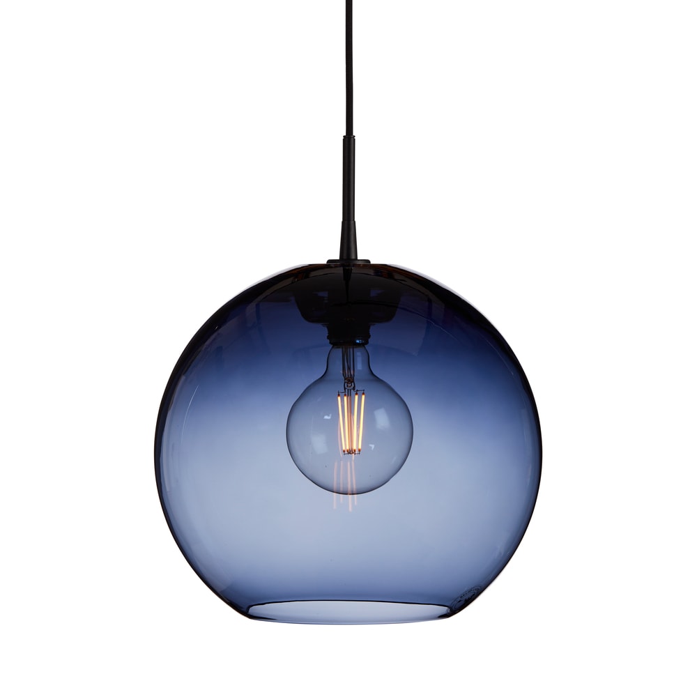 Belid Gloria pendel sort struktur/blåt glas E27 dæmpbar Ø38 cm