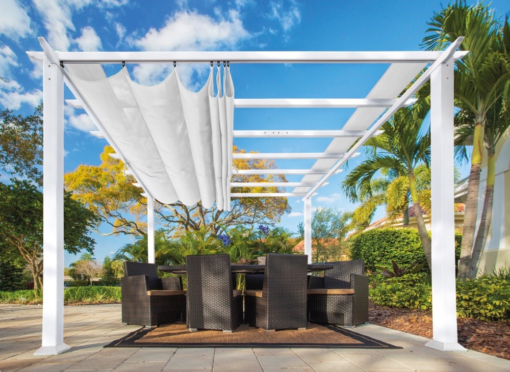 Paragon Outdoor Florida pergola mørkebrun med let dug 18 m2 350 x 505 cm