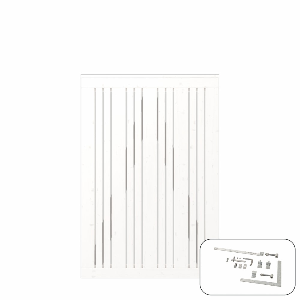 Plus Tangent enkeltlåge grundmalet hvid RAL 9010 inkl. beslag 95 x 180 cm