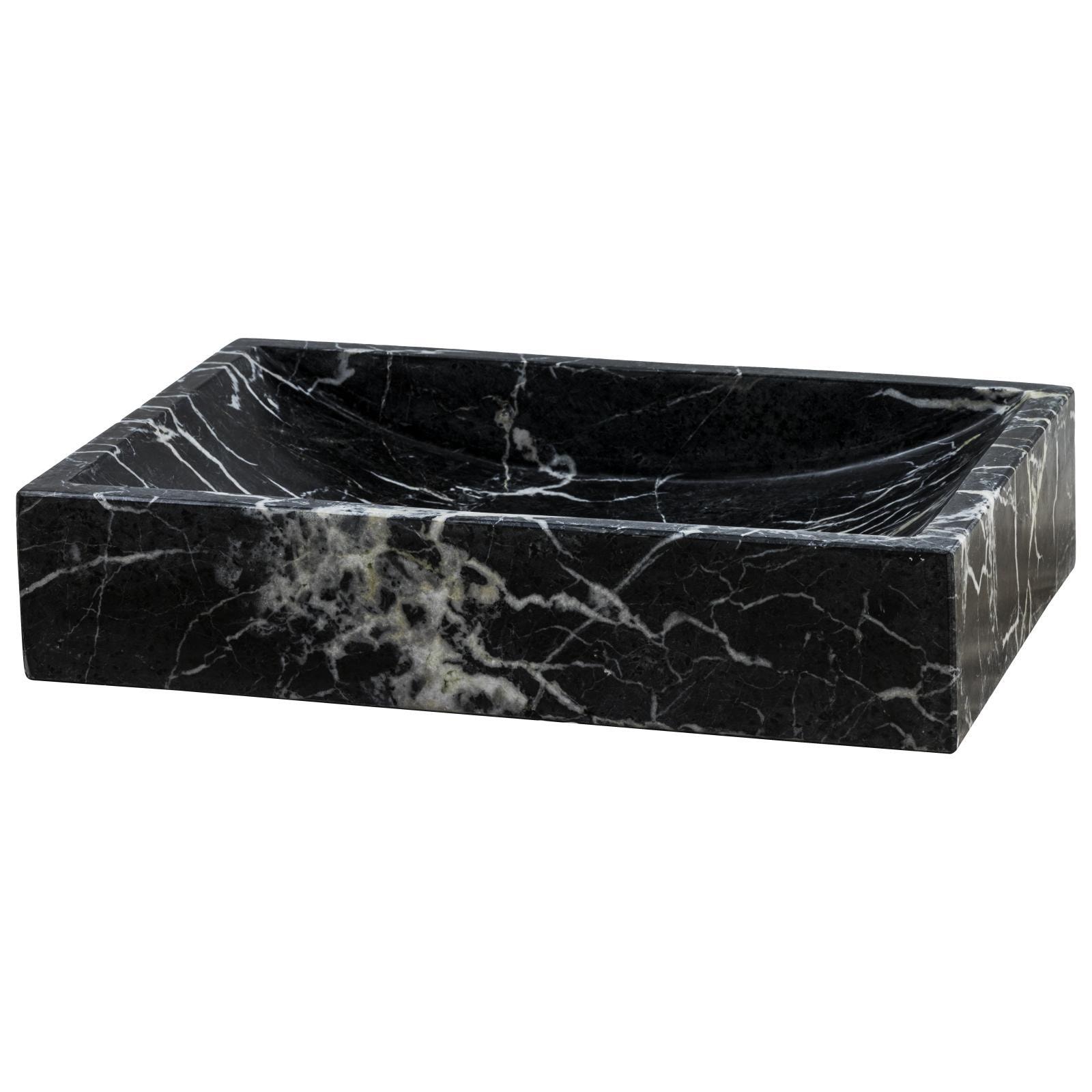 GemLook GL423 håndlavet vask i sort/hvid marmor 50 x 35 cm