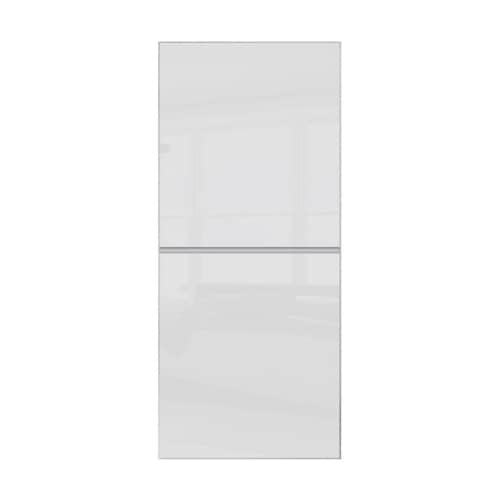 Lundbergs Decotique skydelåge 2 paneler med hvidt glas/sølvramme 914 x 2301 mm