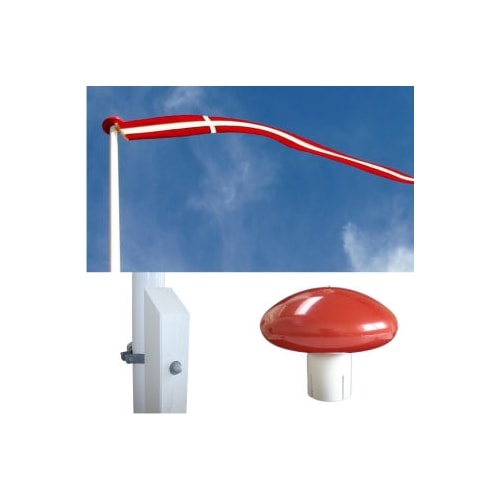 Flagstang 14 meter i glasfiber med hvidmalet egetræsstøtte og beslag