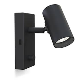 Belid Tyson vægspot med USB, venstre sort struktur GU10