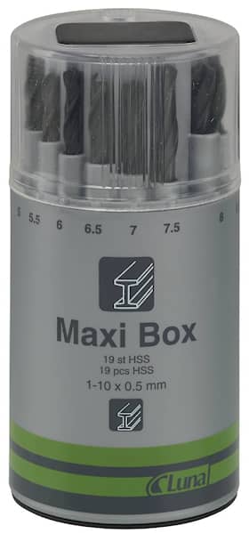 Luna borsæt Maxi-Box med spiralbor HSS 19 dele