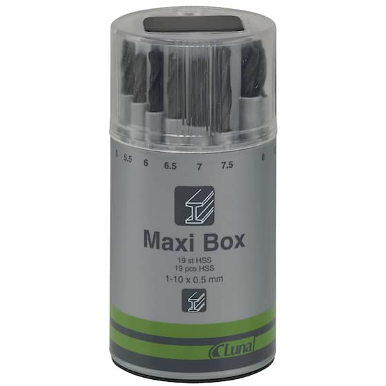 Luna borsæt Maxi-Box med spiralbor HSS 19 dele