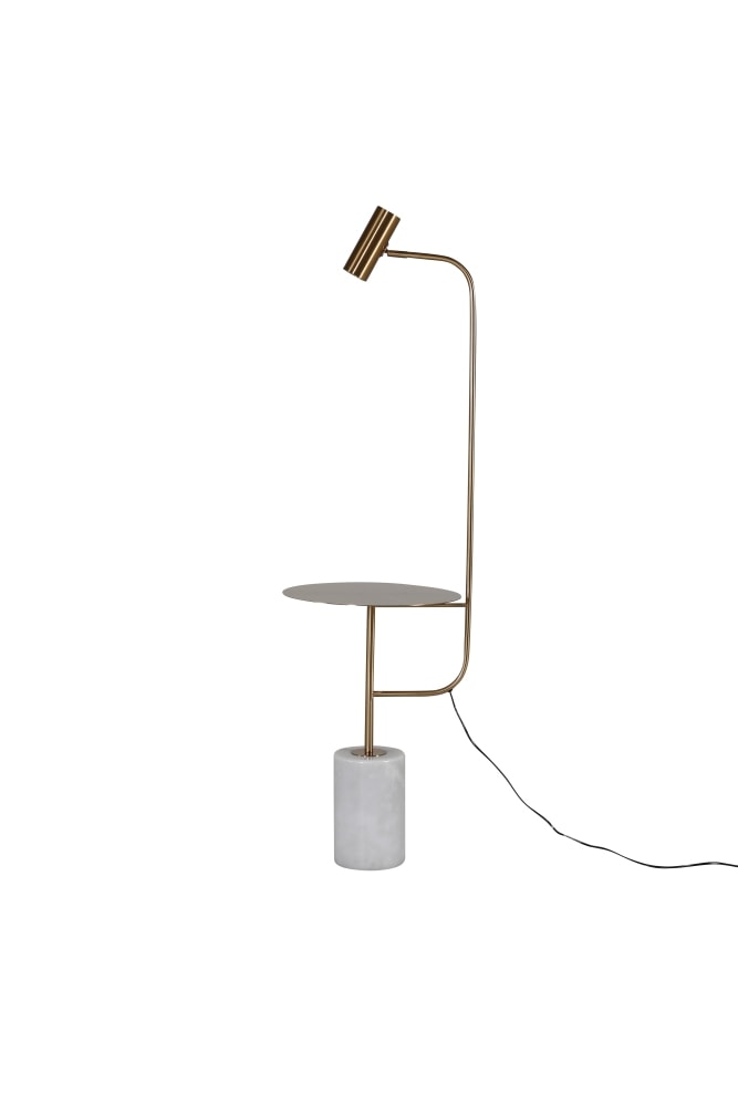 Venture Design Vega gulvlampe med bord sort/hvid marmor D40 x H152 cm