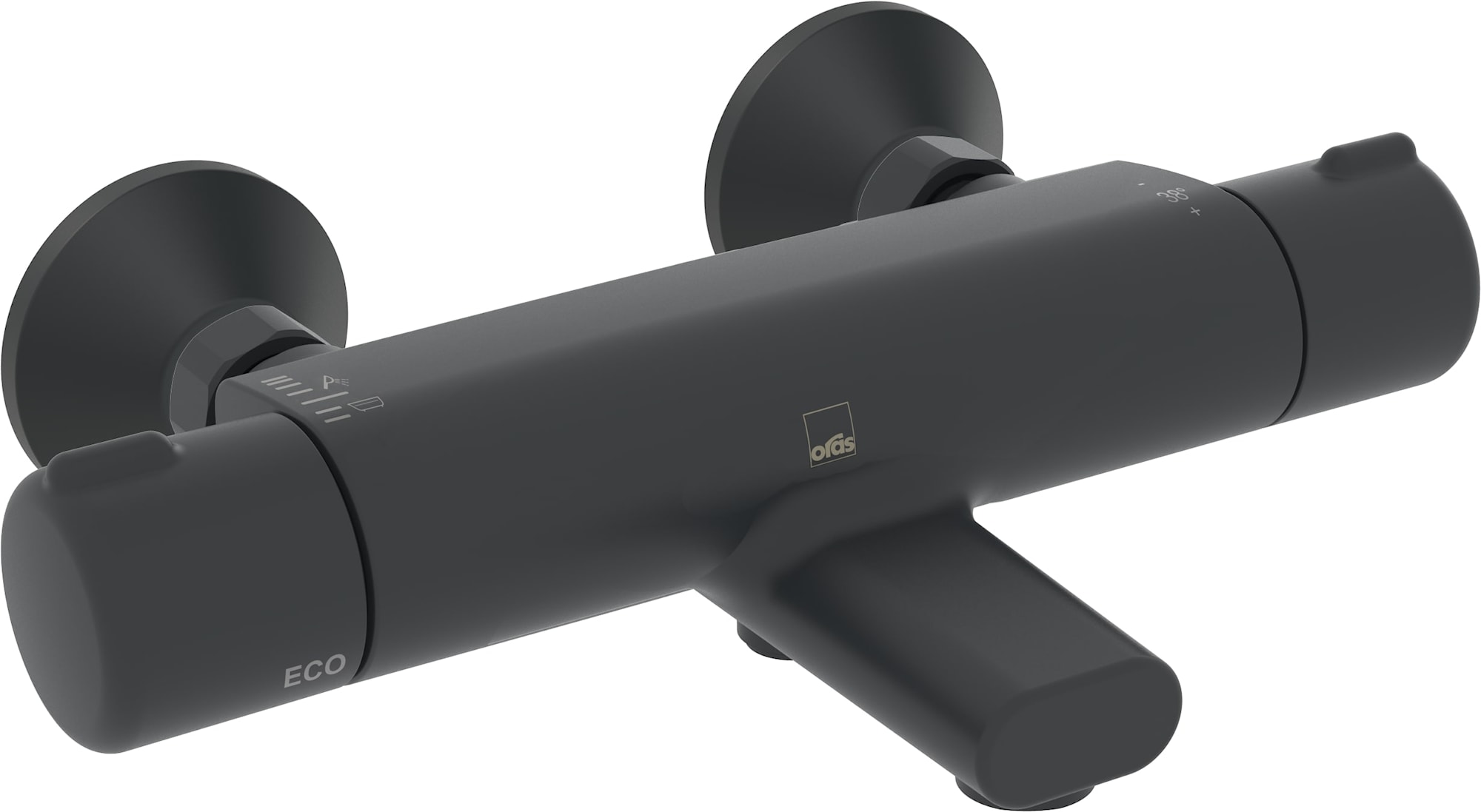 Oras Nova kar- og bruserarmatur i mat sort med termostat