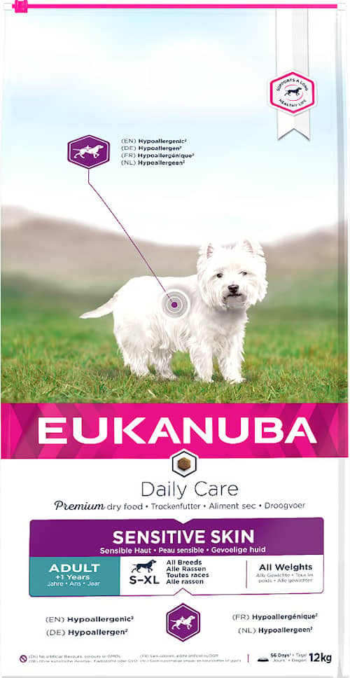 Eukanuba Daily Care Sensitive Skin hundefoder 12 kg