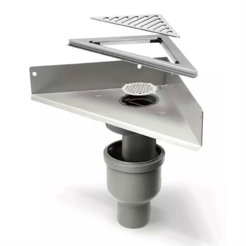 Unidrain komplet afløbspakke til hjørne med lodret afløbshus og Column rist