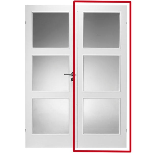 Dør, Swedoor Easy GW3 40 mm hvidmalet m/glas - 82,5x204 cm (9x21)