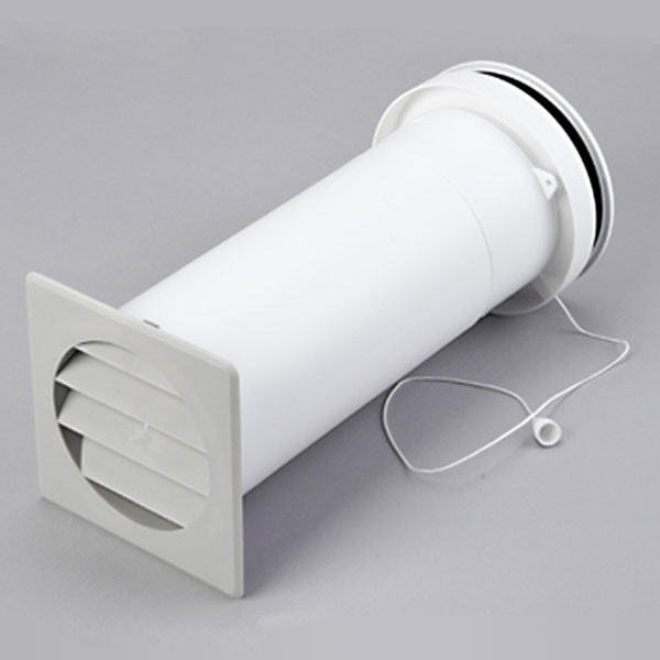 DUKA teleskopventil type 450 dB grå/hvid. Ekstra lydisolering og snoretræk