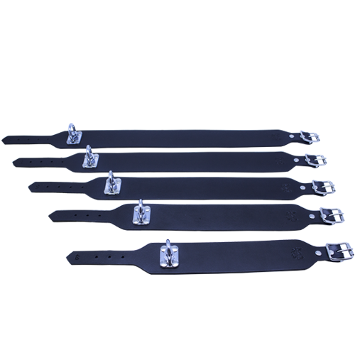 Sporingshalsbånd Læder m/svivel Sort 40 cm 60cm