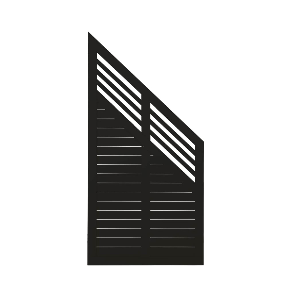 Plus Decora skrå-element hegn grundmalet sort 90 x 180 / 95 cm