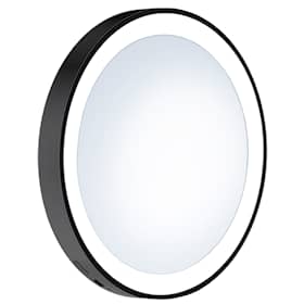 Smedbo Outline Lite LED spejl med sugekopper sort x7 Ø120 mm