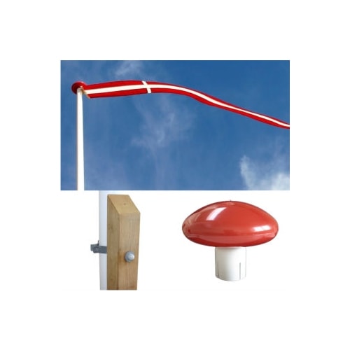 Flagstang 14 meter i glasfiber med olieret egetræsstøtte og beslag