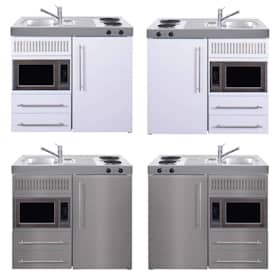 Juvel Premiumline minikøkken hvid med kølefrys kogeplade micro og vask th. 100 cm