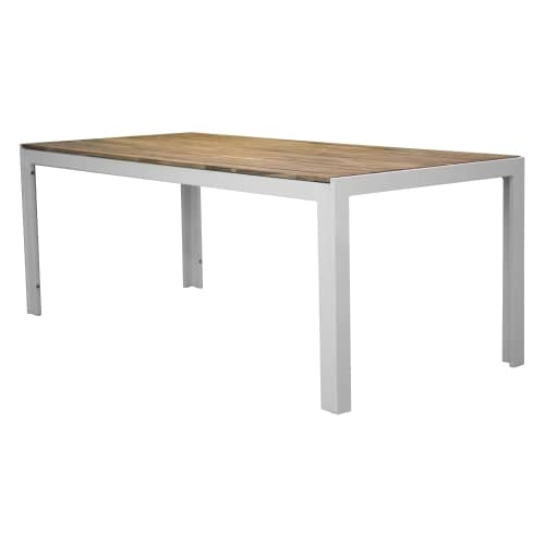 Venture Design Bois spisebord i hvid stål og akacia 200 x 100 cm
