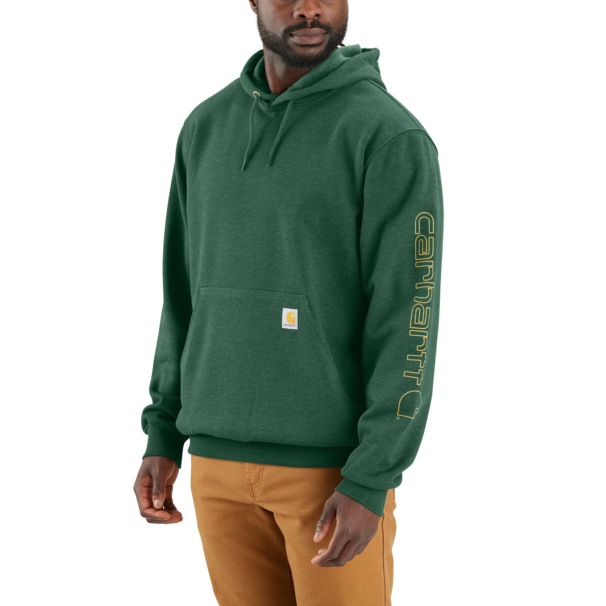 Carhartt Ærme logo hættetrøje, Herre, Frosted balsam heather, XXL