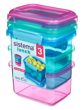 Sistema Lunch snackboks blå / grøn / pink 400 ml 3 stk.