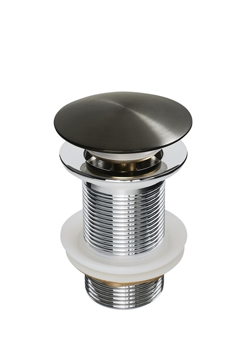 Hafa Pop Up bundventil i børstet sort krom uden vask med overløb