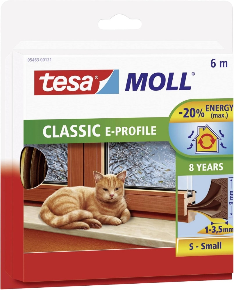 Tesa tesamoll E-profil selvklæbende tætningsliste brun gummi 6 m x 9 mm x 4 mm