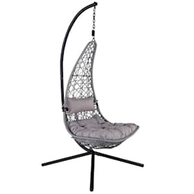 Venture Design Edingburgh hængestol i sort/grå med grå hynde