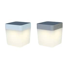 Lutec Cube LED bordlampe i sølv solcelle 1W