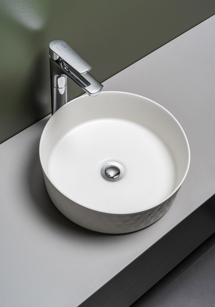 Hafa Circle Facett bowle håndvask i hvid mat porcelæn Ø36 cm