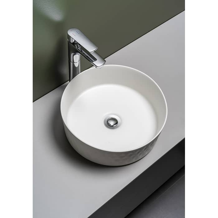 Hafa Circle Facett bowle håndvask i hvid mat porcelæn Ø36 cm
