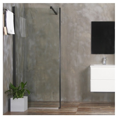 Bathlife Mångsidig Rak Sort brusevæg 100 cm i klart glas