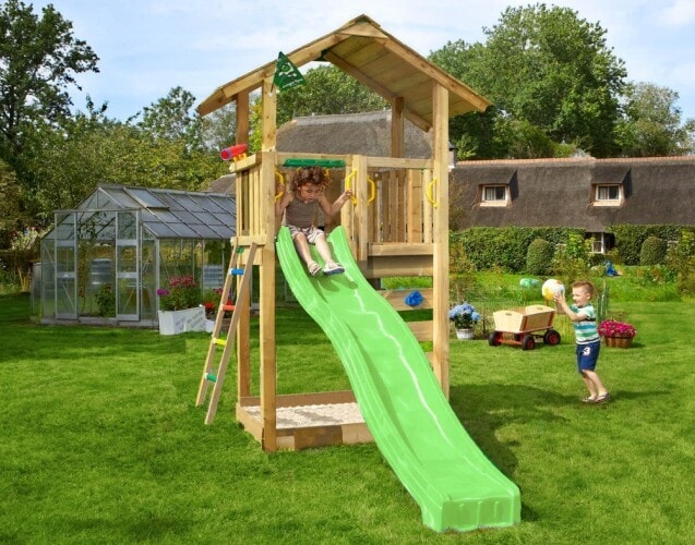 Jungle Gym Sierra legetårn med grøn rutsjebane