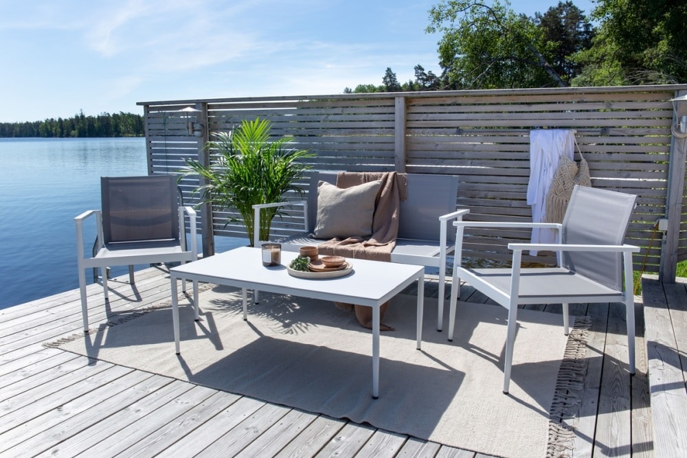 Venture Design Break sofagruppe i hvid alu/grå textil med sofabord