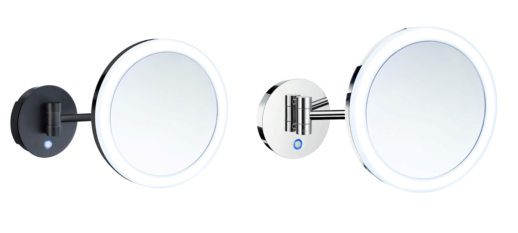 Smedbo Outline LED barber/sminkespejl, væg sort til batteri x5 Ø20 cm