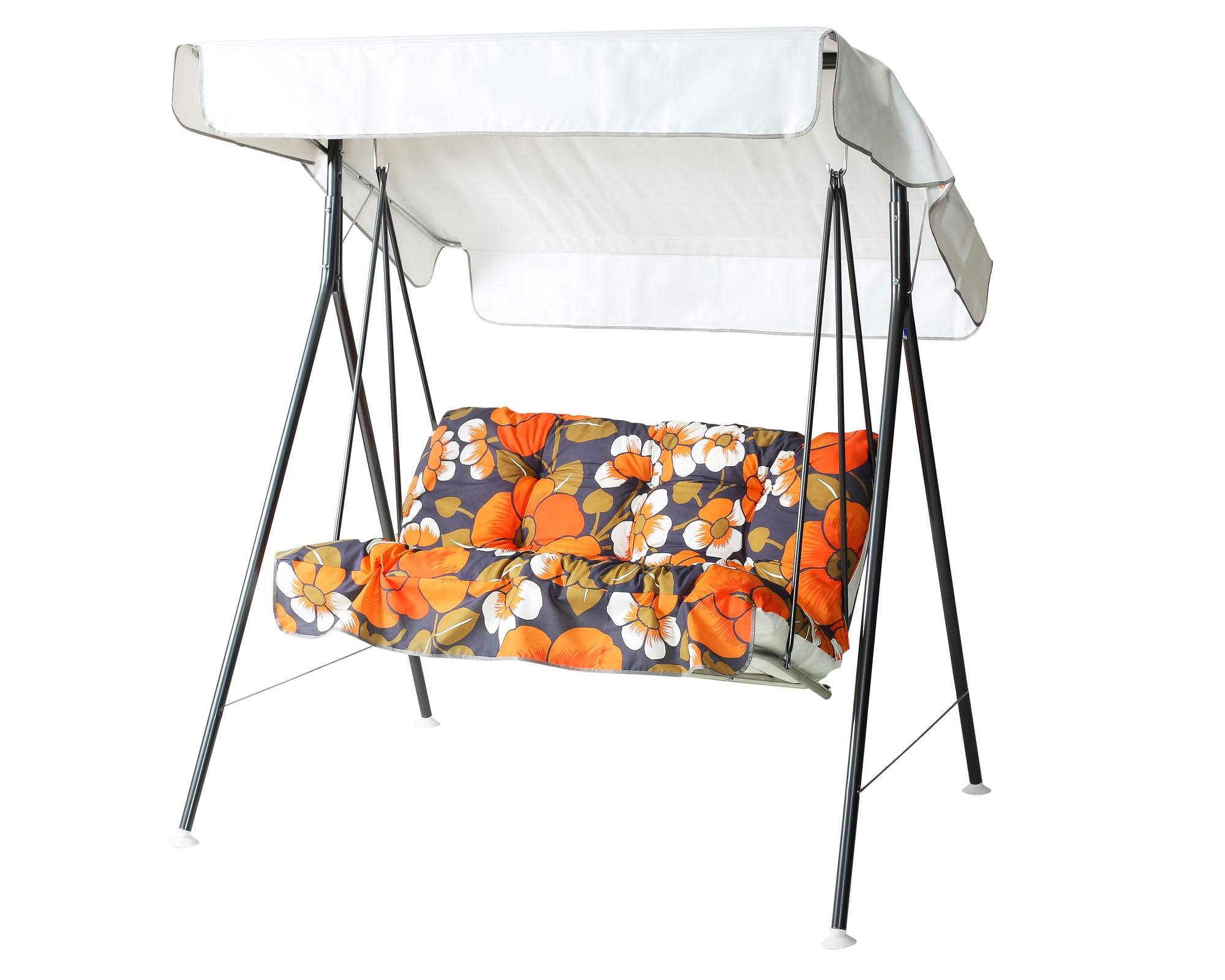 Varax Duetto 2-S hængesofa i grå inkl. hvid baldakin og mønstret hynde