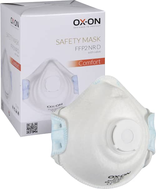 OX-ON Mask FFP2NR D støvmaske m/ventil, hård filt, 10 stk. pr.æske