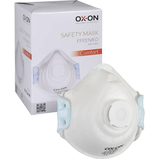 OX-ON Mask FFP2NR D støvmaske m/ventil, hård filt, 10 stk. pr.æske