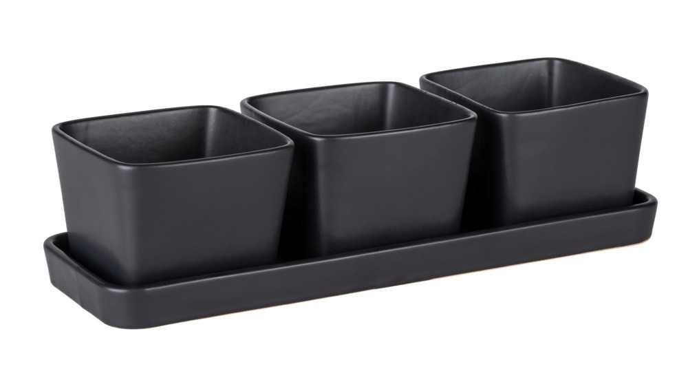 Wenko Black Outdoor Kitchen Snack & Dip sæt med bakke og 3 x 300 ml skåle