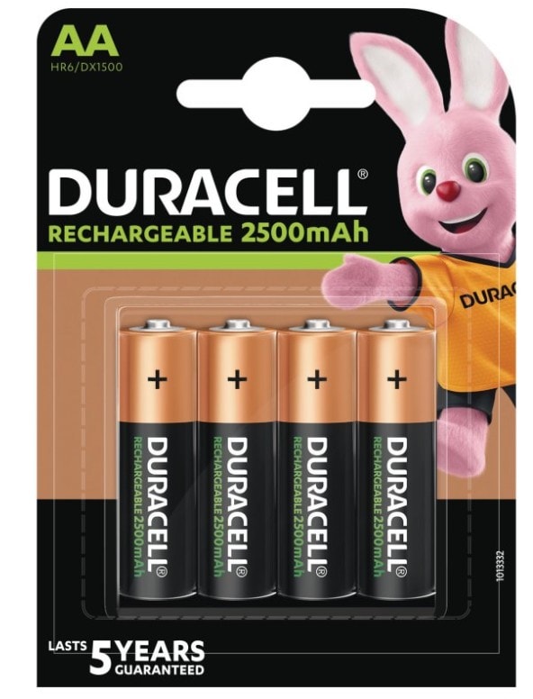 Duracell genopladelig ultra batterier AA 2500mAh. Pakke med 4 stk.