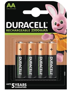 Duracell genopladelig ultra batterier AA 2500mAh. Pakke med 4 stk.