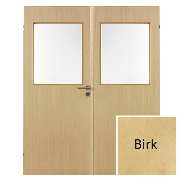 Swedoor Easy Nature G21+G21 40 mm birk dør m. glas 62,5+62,5x204 cm (13x21)