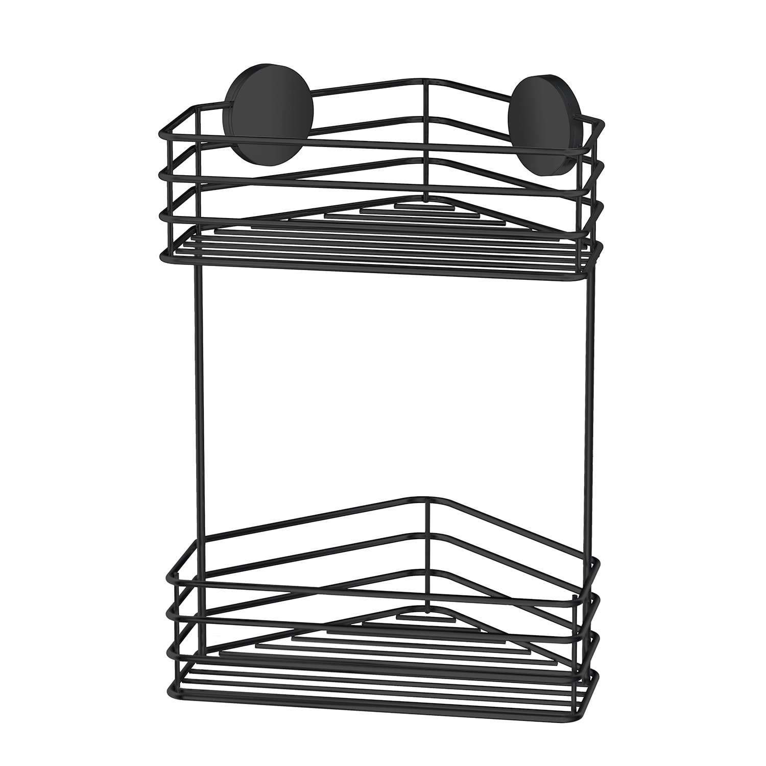 Beslagsboden brusekurv i sort, hjørne selvklæbende 2 niveauer