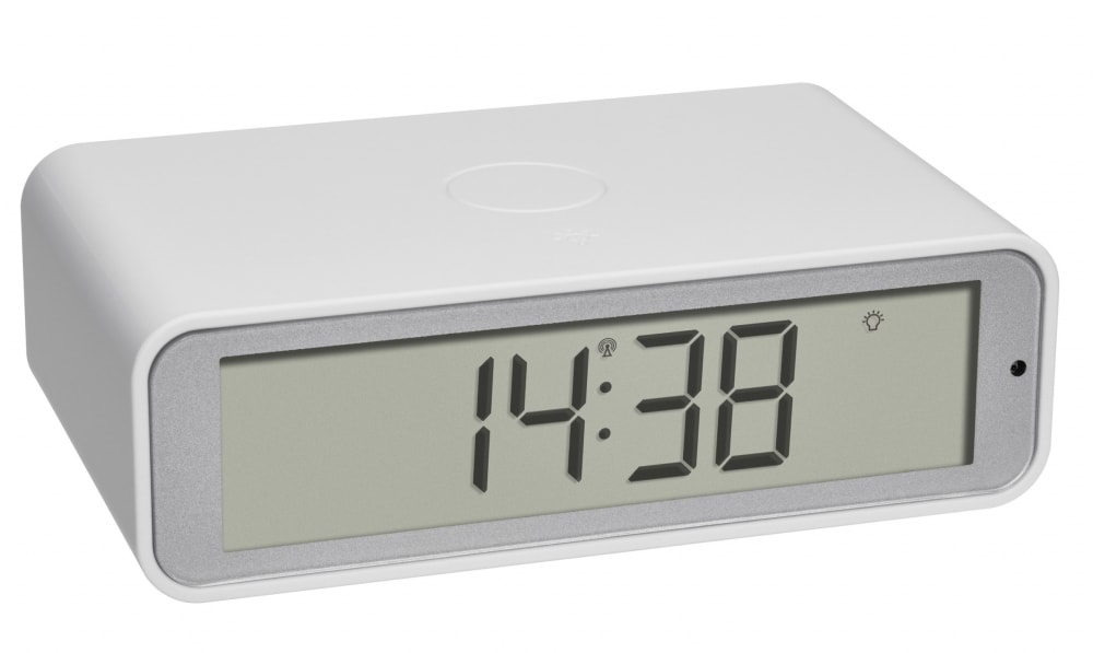 TFA Twist digitalt radiokontrolleret vækkeur i grå