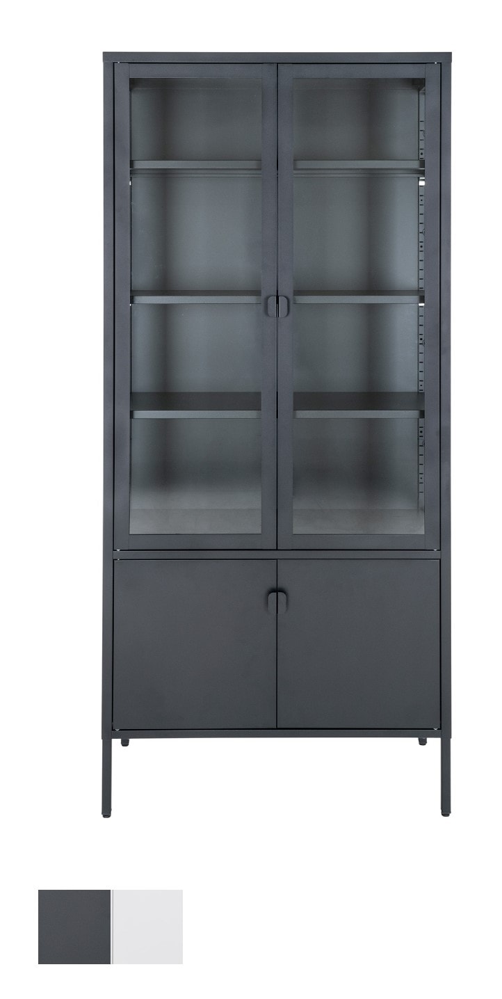 House Nordic Brisbane vitrineskab i sort 4 låger
