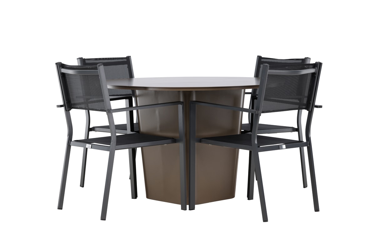 Venture Design Santa Fe & Copacabana møbelsæt med bord og 4 stabelstole i sort